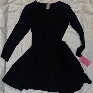 Kids Long Sleeve Black Dress